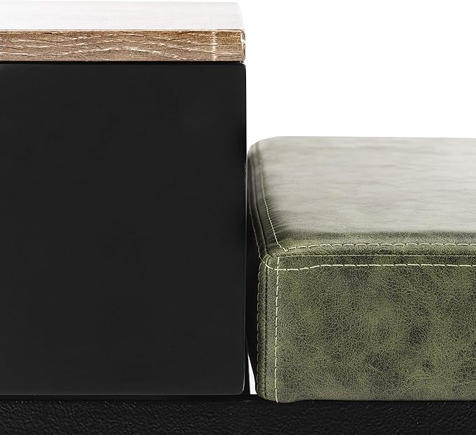 Safavieh Home Maruka 31-inch Grey Wash and Dark Green Faux Leather Bench with Storage