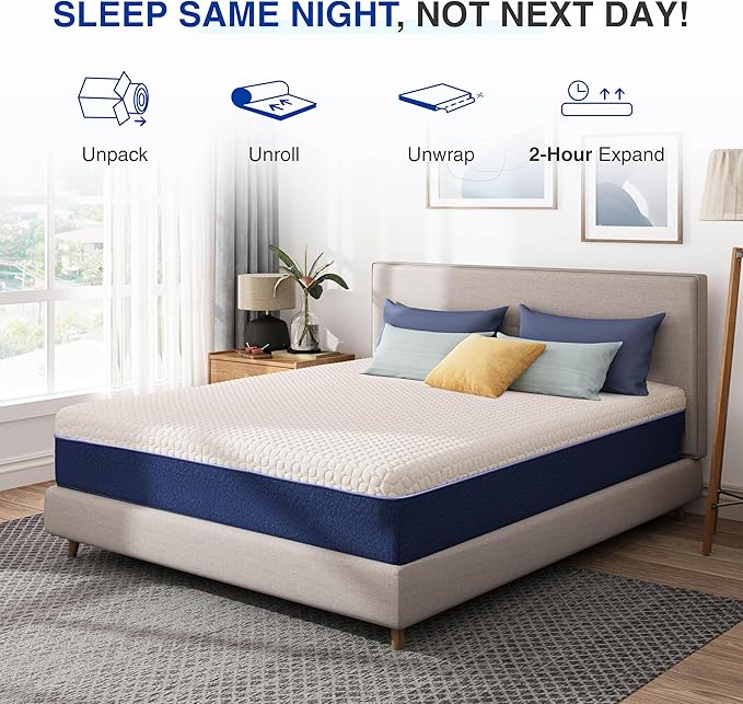 12 Inch King Gel Cooling Memory Foam Mattress, Pressure Relief, Medium Plush Feel, Mattress in a Box, CertiPUR-US Certified