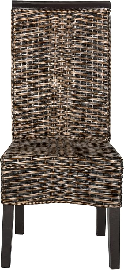 SAFAVIEH Home Collection - Ilya Brown Wicker Tall Back Dining Chair Set of 2 (SEA8017C-SET2)