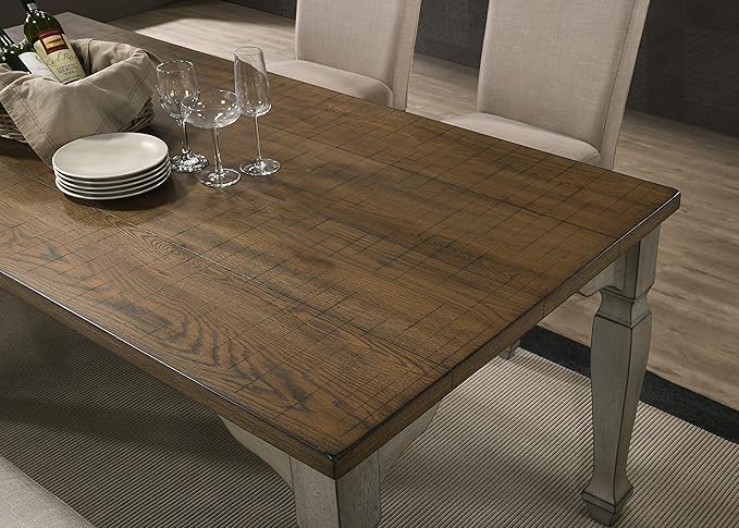 Roundhill Furniture Breda Two-tone Wood Dining Table, Antique Gray and Dark Oak