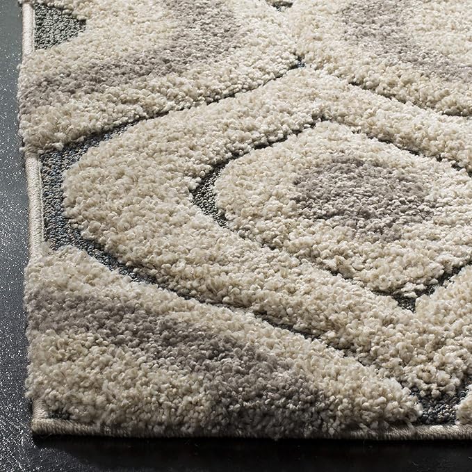SAFAVIEH Florida Shag Collection Area Rug - 4' Square, Cream & Light Blue, Modern Design, Non-Shedding & Easy Care, 1.2-inch Thick Ideal for High Traffic Areas in Living Room, Bedroom (SG461-1160)