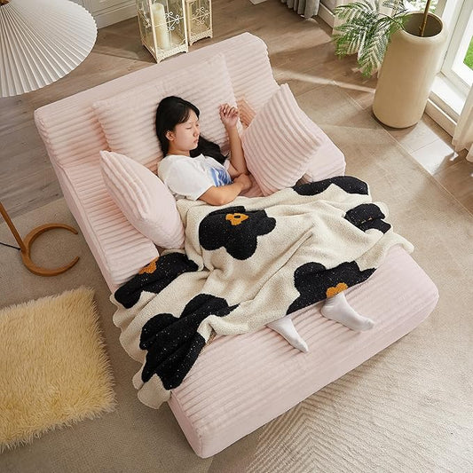 KEIKI 66" Oversized Chaise Lounge Chair, No Assembly Sleeper Style Boneless Chair for Bedroom, Full-Body Reclining Lounger for Napping, Side Sleeping, Reading & Everyday Relaxation