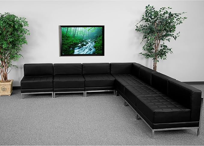 Flash Furniture HERCULES Imagination Series Black LeatherSoft Sectional Configuration, 7 Pieces