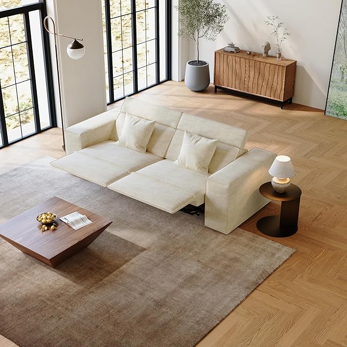 85" Power Sofa,Modular Sectional Couches for Living Room, Modern Large Reclining Loveseat, Comfy Velvet Cloud Couch with Deep Seat, Pet Friendly, Free Combination for Home(Beige)
