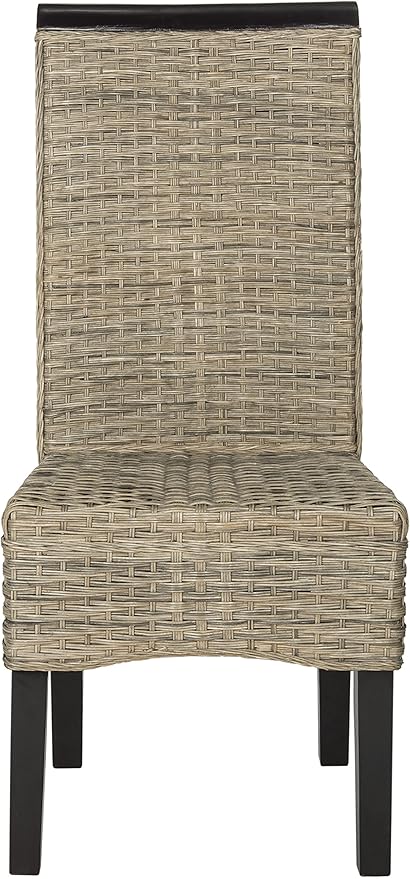 SAFAVIEH Home Collection - Ilya Grey Wicker Tall Back Dining Chair Set of 2 (SEA8017A-SET2)