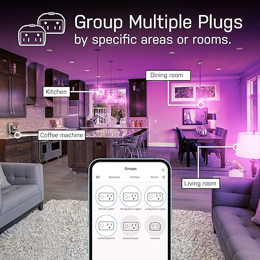 Feit Electric WiFi Compatible with Alexa and Google Home, Feit App, No hub Required, Remote Control from Anywhere 15 Amp Smart Outlet Plug, Indoor, 120 Volts, Plastic, White (Pack of 12)