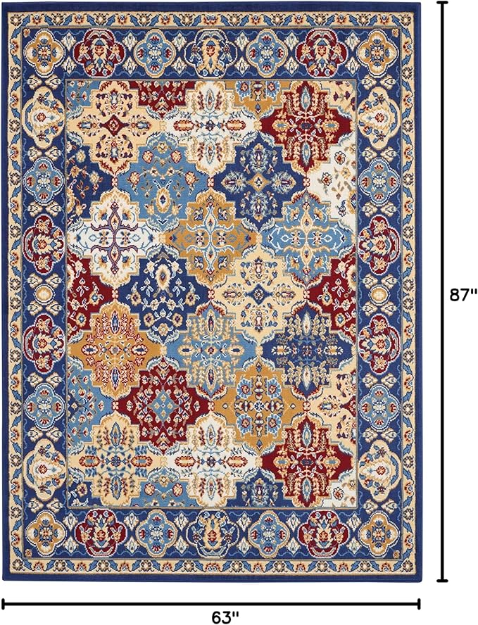 Nourison Home Grafix Multicolor 5'3" x 7'3" Area Rug - Easy Clean, Non Shedding, Bed Room, Living Room, Dining Room, Kitchen (5' x 7')