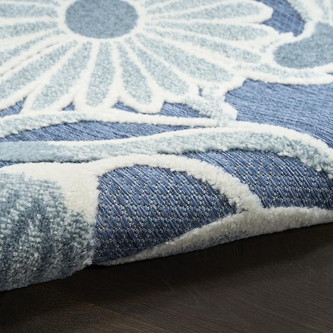 Nourison Home Aloha Blue 7'10" x 10'6" Area Rug - Easy Clean, Non Shedding, Bed Room, Living Room, Dining Room, Kitchen (8' x 11')