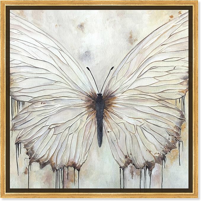 Art Remedy Neutral Beauty Chic Farmhouse Canvas Wall Art, Gold Floater Frame, 24"x24"