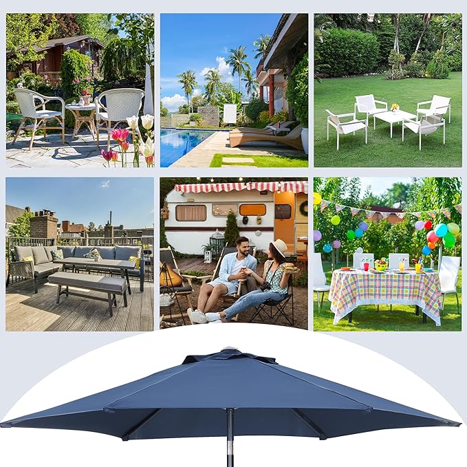 7.5FT Patio Umbrella, Outdoor Table Umbrella, Market Umbrella with Push Button Tilt and Crank for Garden, Lawn, Deck, Backyard & Pool