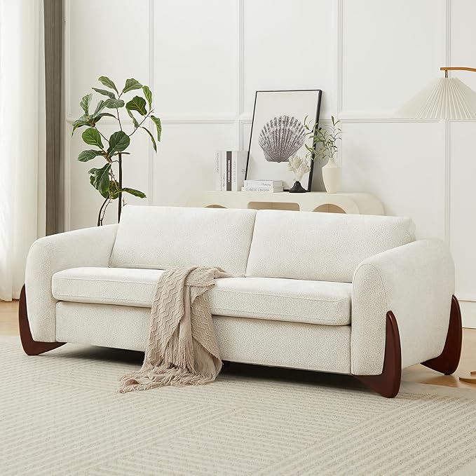 Christopher Knight Home Taki 89 Inches Sofa Couch, Cozy Chenille Upholstered 3-Seater Sofa, Wood Frame Couches, Comfy Home Sofa Living Room and Office, Lounge Seating with Armrests, Beige
