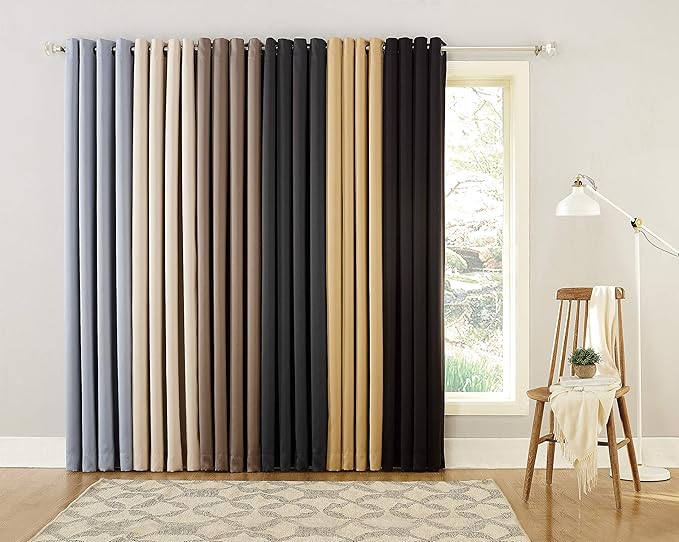 Sun Zero Nordic 2-Pack Theater Grade Noise Reducing Extreme 100% Blackout Grommet Curtain Panel Pair, 52" x 96, Mushroom Brown