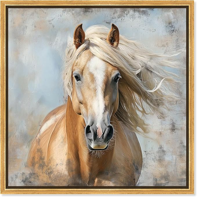 Art Remedy Rustic Rider Canvas Horse Wall Art, Gold Frame, 16" x 16"