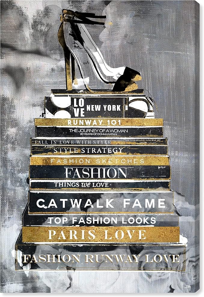 The Oliver Gal Artist Co. Fashion and Glam Wall Art Canvas Prints 'Fashion Thoughts Noir Classic' Shoes