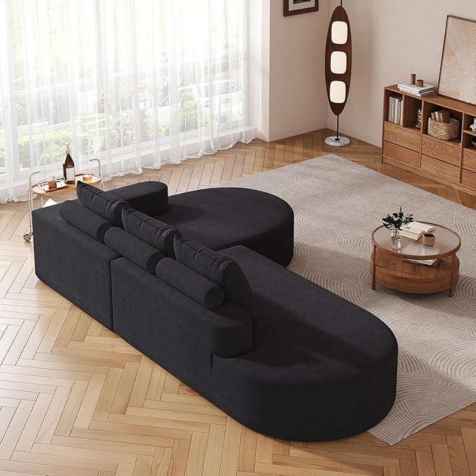 Cloud Modular Sectional Sofa with Curved Chaise Lounge,108.5" Oversized Modern Memory Foam Couch, Ergonomic BonelessModular Floor Sofa with High-for Living Room, Apartment & Office | Deep Seat, Wider Armrest, Free Combination