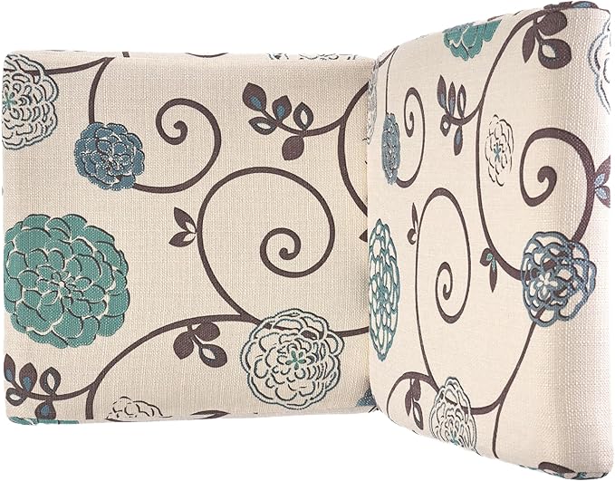 Evangeline Contemporary Fabric Dining Chairs (Set of 4), Light Beige with Blue Floral