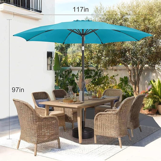 10ft Outdoor Patio Umbrella - Table Umbrella Waterprool UV Protection, Sombrillas de Patio with Push Button Tilt, Sun Umbrella for Pool, Porch, Garden, Deck, Backyard (Aqua Blue)