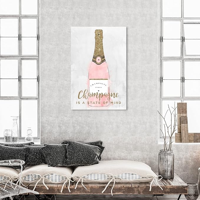 The Oliver Gal Artist Co. Drinks and Spirits Wall Art Canvas Prints 'Champagne Mind Glitter' Champagne