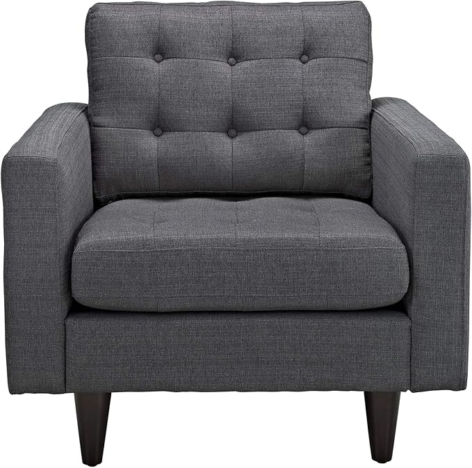 Modway EEI-1013-DOR Empress Mid-Century Modern Upholstered Fabric Armchair in Gray