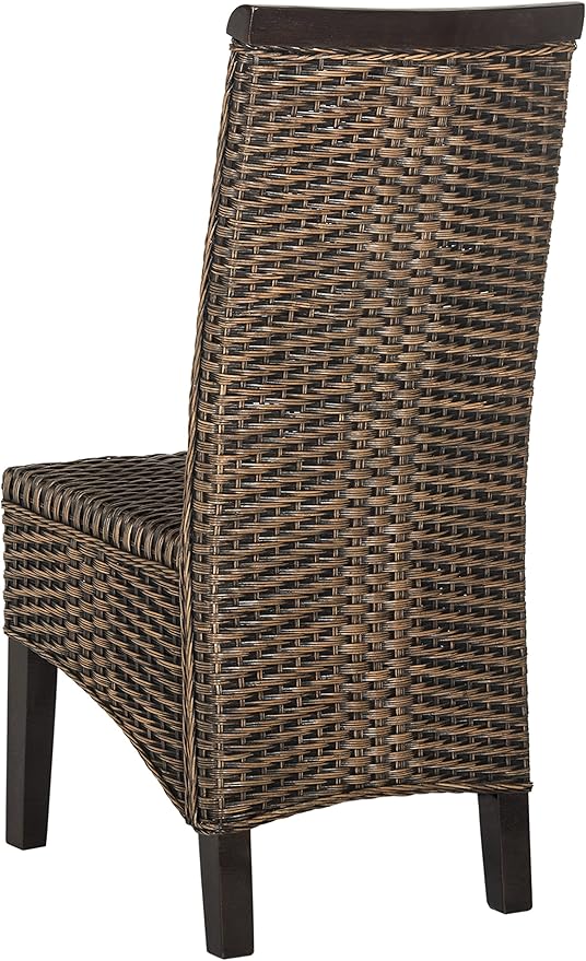 SAFAVIEH Home Collection - Ilya Brown Wicker Tall Back Dining Chair Set of 2 (SEA8017C-SET2)