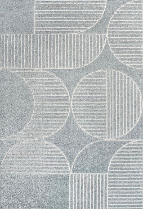 JONATHAN Y Nordby High-Low Arch Striped Light Blue/Cream Indoor/Outdoor Area Rug, 5x8, for Patio, Backyard, Living Room, Bedroom, Office, Hose-Washable (SCN104F-5)