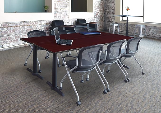 Regency Cain 84 x 24 in. Steel T-Base Training Seminar Table- Mahogany