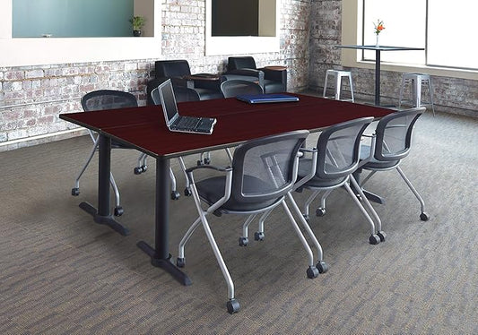 Regency Cain 84 x 24 in. Steel T-Base Training Seminar Table- Mahogany