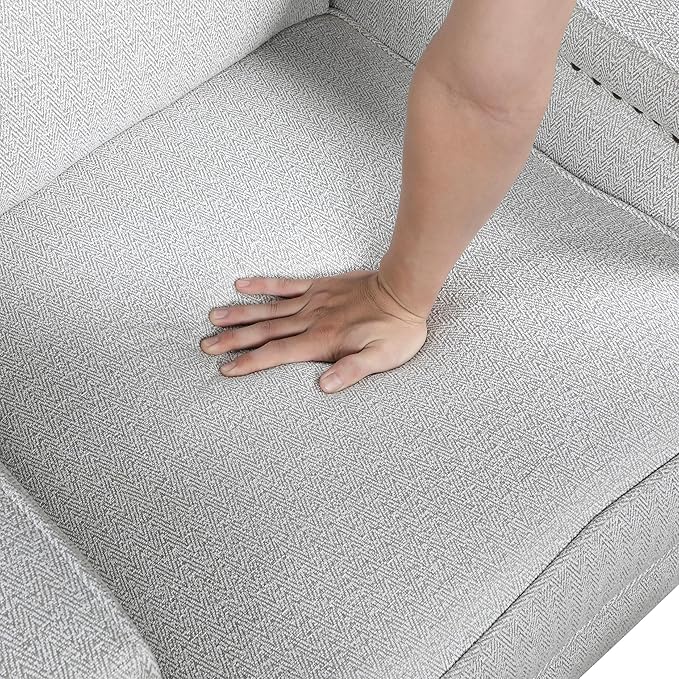 Lexicon Push Back Recliner Chair, Reclining Sofa Armchair, Modern Recliner Sofa Chair with Footrest, Chenille Fabric Recliner Arm Chair, Single Sofa Accent Chair for Living Room/Office/Apartment, Grey