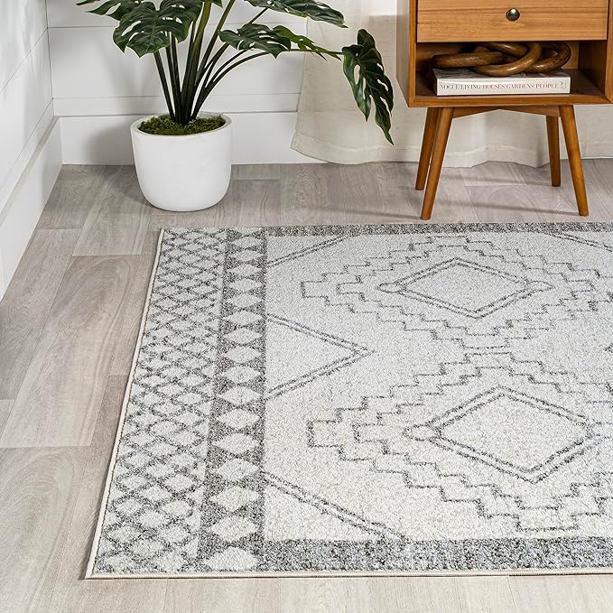 JONATHAN Y Amir Moroccan Beni Souk Cream/Gray Indoor Area Rug, 8x10, Bohemian, Scandinavian, Easy-Cleaning for Living Room, Bedroom, Kitchen, Pet Friendly, Non-Shedding (MOH200B-8)