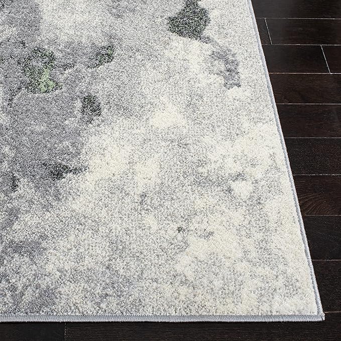 SAFAVIEH Adirondack Collection Area Rug - 6' Square, Green & Grey, Modern Abstract Design, Non-Shedding & Easy Care, Ideal for High Traffic Areas in Living Room, Bedroom (ADR134F)