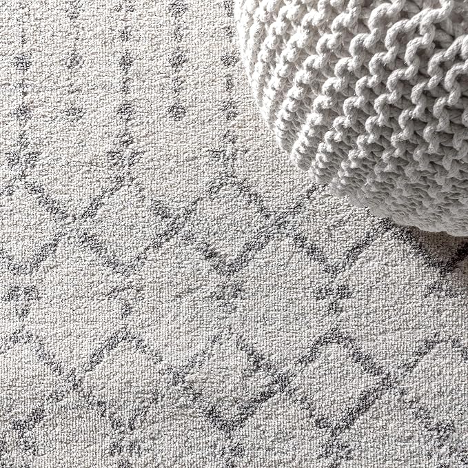 JONATHAN Y Boho Vintage Diamond Cream/Gray Square Area Rug 9X9 ft, Moroccan Hype for Living Room, Bedroom, Kitchen, Office, Easy-Cleaning, High Traffic, Pet-Friendly, Non-Shedding (MOH101B-9SQ)