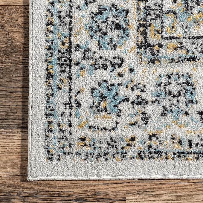 Nuloom Verona Grey/Ivory, 12' x 15', Vintage Medallion, Soft and Cozy, High Traffic, Stain Resistant, Easy Clean, Durable Area Rug for Bedroom, Living Room, Dining Space, Den, Foyer, Entryway