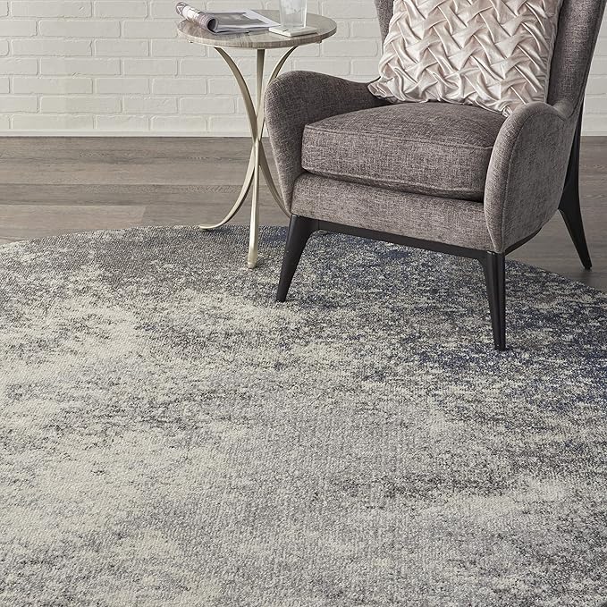 Nourison Home Passion 8' x Round Charcoal Ivory Fabric Modern Area Rug (8' Round)