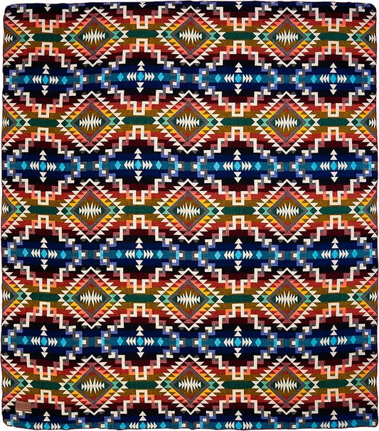 QISU Wool Blanket Throw | Large, Beautiful, Warm, Handmade in Ecuador by Local Artisans |94″ x 78″|Ultra-Soft, Hypoallergenic & Breathable (Rainbow)
