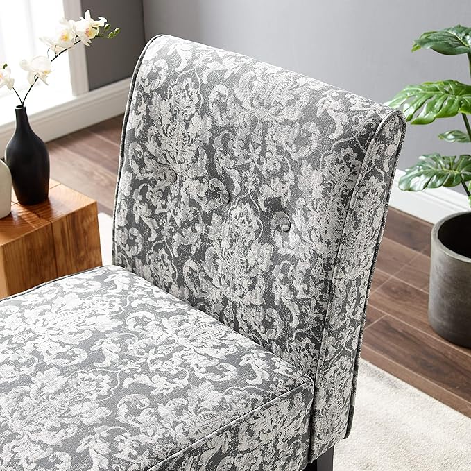 Linon Coco Accent Chair, Gray Damask