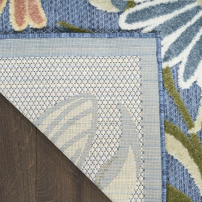 Nourison Home Aloha Blue Sage 2'8" x 4' Area Rug - Easy Clean, Non Shedding, Bed Room, Living Room, Dining Room, Kitchen (3' x 4')