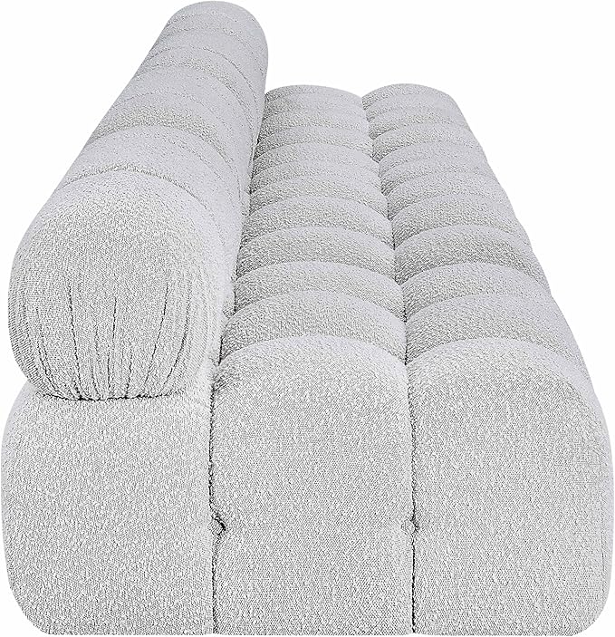 Meridian Furniture 611Grey-S136B Ames Collection Modern | Contemporary Modular Sofa with Rich Grey Boucle Fabric, Modular to Create Infinite Configurations, 136" W x 34" D x 28" H, Grey