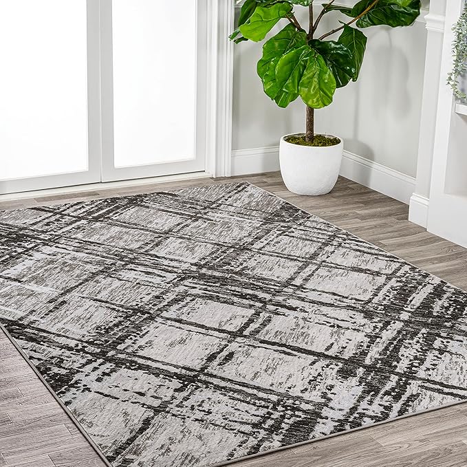 JONATHAN Y Slant Abstract Black/Gray Indoor Area Rug 3X5 ft, Modern for Living Room, Bedroom, Kitchen, Office, Easy-Cleaning, High Traffic, Pet-Friendly, Non-Shedding SOR201D-3