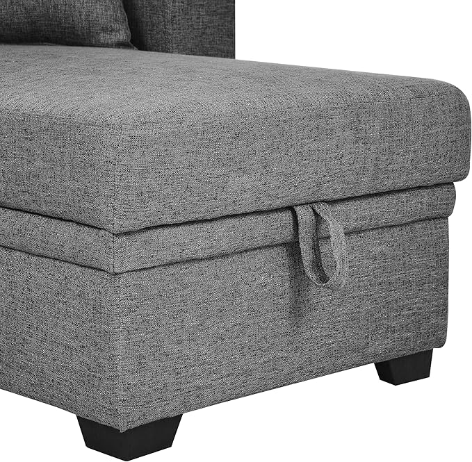 ERYE 76.5-inch Pull Out Sleeper Couch Bed, L-Shaped Reversible Sleeper Sectional Sofa Polyester Blend Tufted Upholstered Corner Convertible Sofa Bed with Storage Chaise
