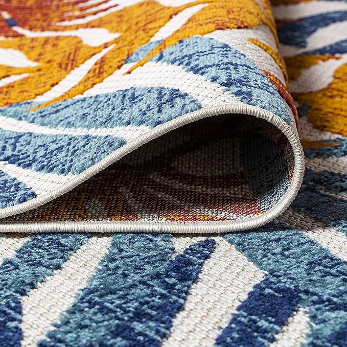 JONATHAN Y Tropics Palm Leaves Indoor Outdoor Area Rug 9X12 Cream/Orange, Boho for Backyard, Patio, Porch, Easy-Cleaning, High Traffic, Pet-Friendly, Non-Shedding (AMC100B-9)