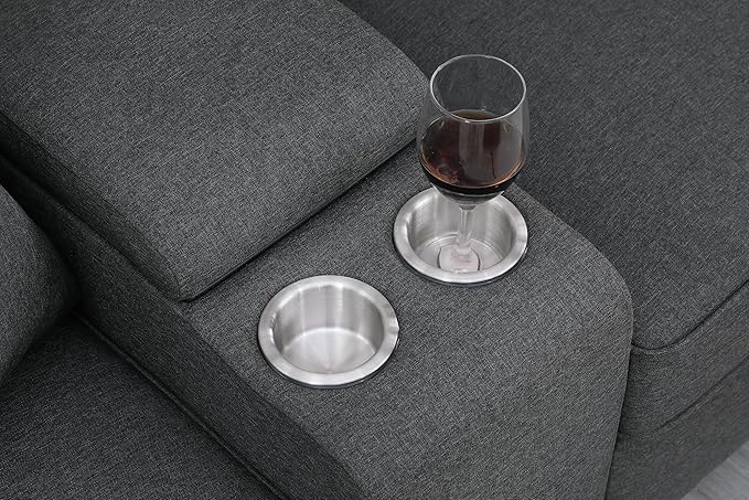YOPTO 127" Modular Sectional Sofa with Movable Ottoman&Nailhead Trim Armrest,L-Shape Convertible Couch W/Cup Holder,USB Port&Hidden Storage Box,7 Seat Chenille Sectionals,6 Pillow,for Living Room,Gray