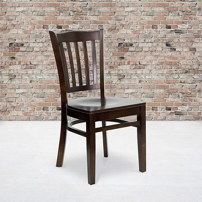 Flash Furniture HERCULES Series Vertical Slat Back Walnut Wood Restaurant Chair