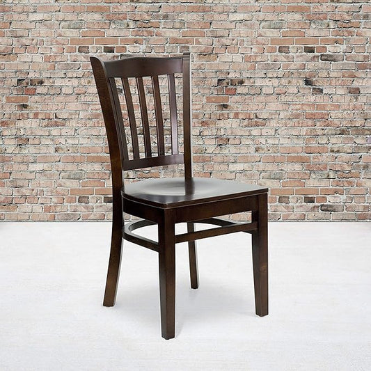 Flash Furniture HERCULES Series Vertical Slat Back Walnut Wood Restaurant Chair
