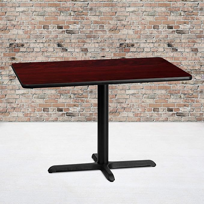 Flash Furniture 30'' x 42'' Rectangular Mahogany Laminate Table Top with 23.5'' x 29.5'' Table Height Base