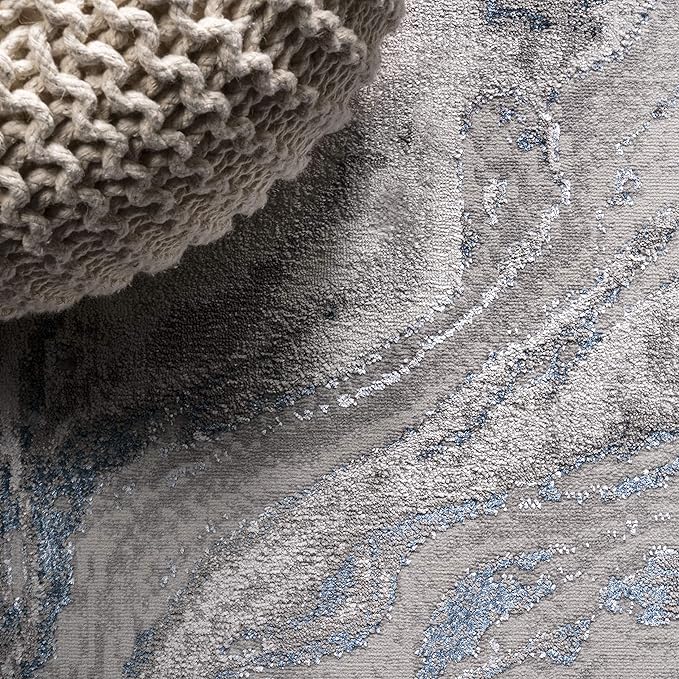 JONATHAN Y Swirl Marbled Gray/Blue Indoor Area Rug 4X6 ft, Abstract for Living Room, Bedroom, Kitchen, Office, Easy-Cleaning, High Traffic, Pet-Friendly, Non-Shedding SOR203B-4