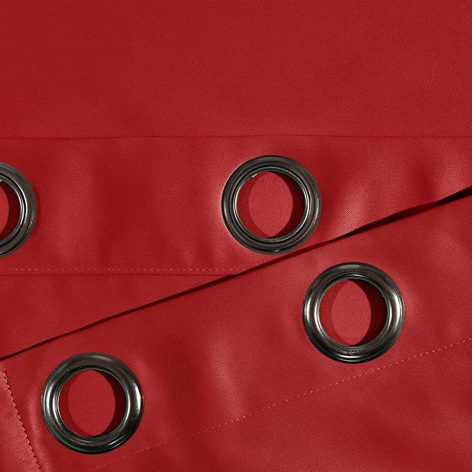 Lush Decor Insulated Grommet Blackout Window Curtain Panels, Pair, 52" W x 108" L, Red - Classic Modern Design - Chic Window Decor - Long Curtains For Living Room, Bedroom, Or Dining Room