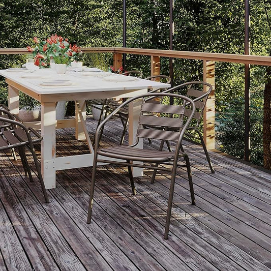 Flash Furniture Lila Bronze Metal Restaurant Stack Chair with Metal Slats