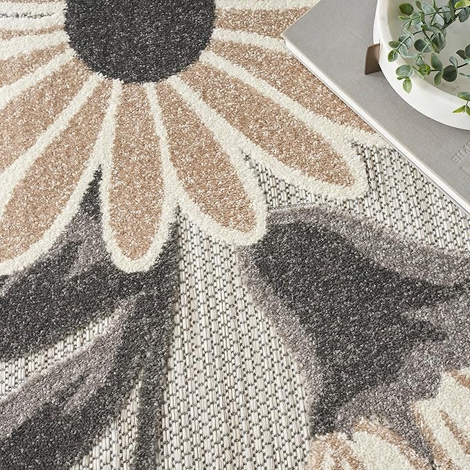 Nourison Home Aloha Beige 3'6" x 5'6" Area Rug - Easy Clean, Non Shedding, Bed Room, Living Room, Dining Room, Kitchen (4' x 6')