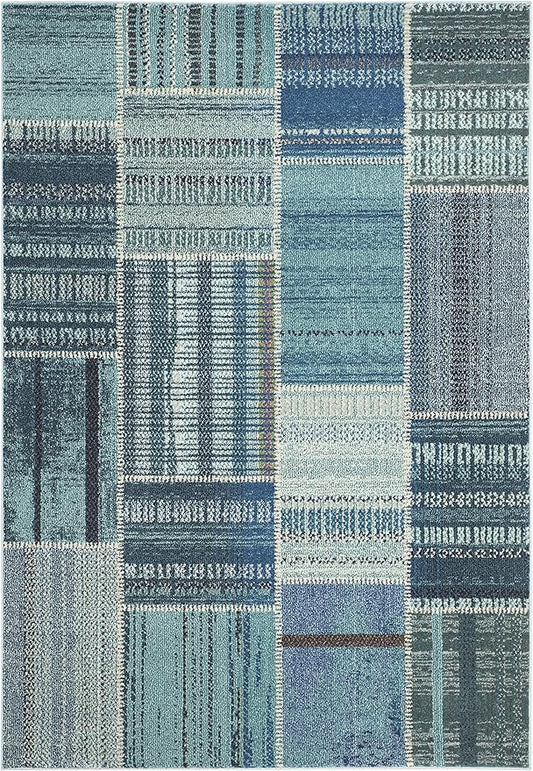 SAFAVIEH Monaco Collection Accent Rug - 4' x 5'7", Multi, Modern Patchwork Distressed Design, Non-Shedding & Easy Care, Ideal for High Traffic Areas in Entryway, Living Room, Bedroom (MNC215F)