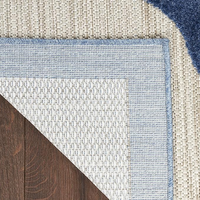 Nourison Home Aloha Blue Grey 7' x 10' Area Rug - Easy Clean, Non Shedding, Bed Room, Living Room, Dining Room, Kitchen (7' x 10')